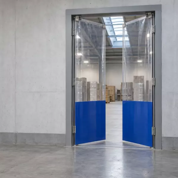 Маятниковая распашная двустворчатая эластичная дверь из ПВХ 280*180